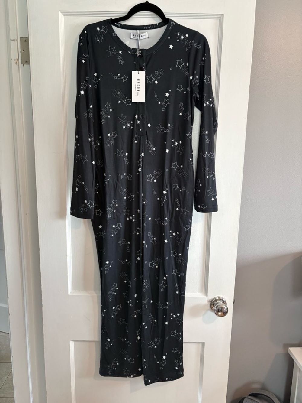 NWT Masongrey Women's Sleep Onesie Black and White with Stars Size Small